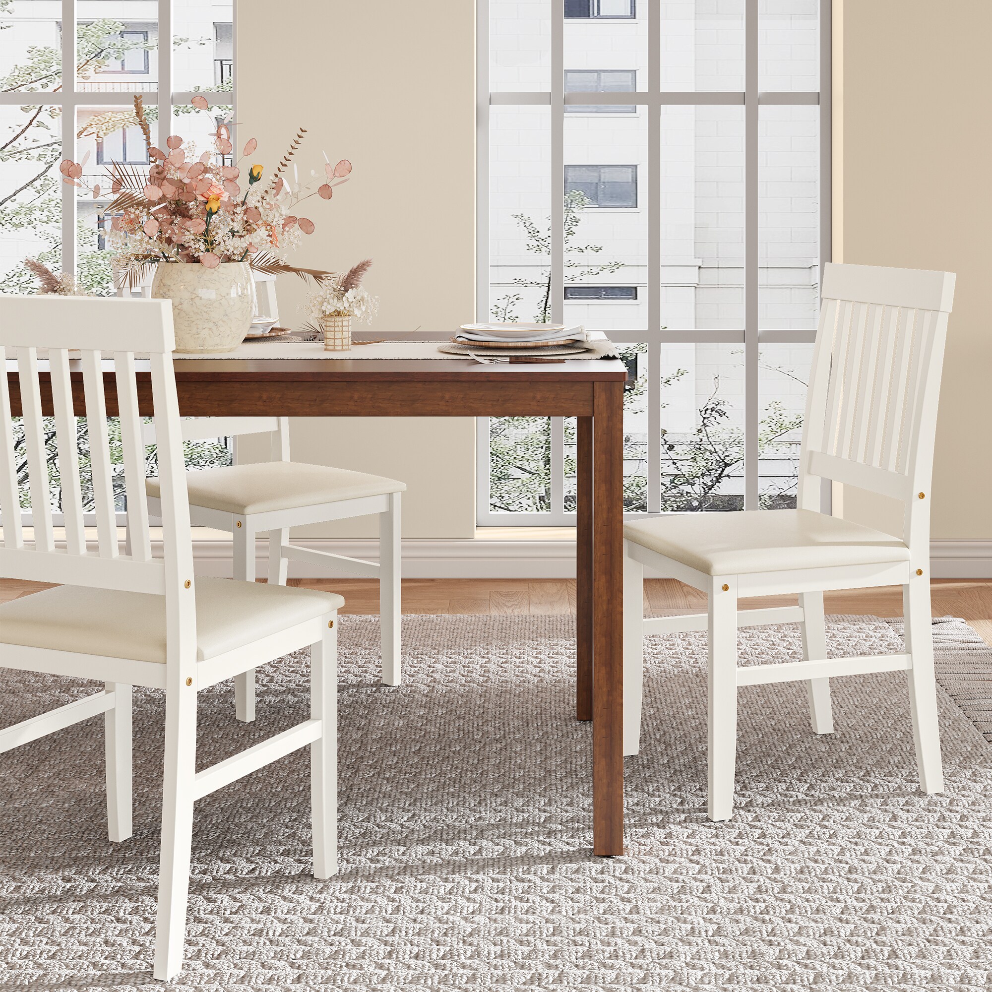 Modern Dining Chairs Set Of 2 With Solid Wood Legs And Leather_voghion.com